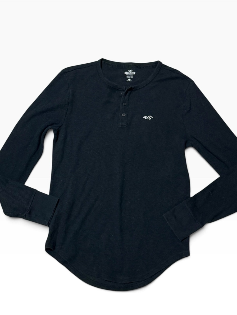 Hollister Men's Black Long Sleeve Henley Shirt
Y2K Seagull Logo